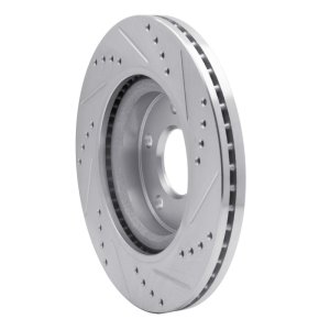 Nissan Altima Brake Rotor (1) - Front Left - R1 Concepts - Drilled & Slotted - Silver - `07-`13